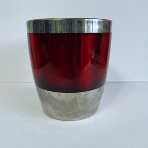 Vintage Red Mid Century Modern Ice Bucket